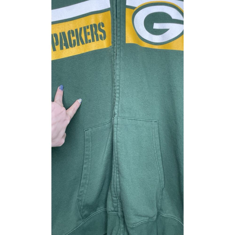 Majestic Green Bay Packers Zip Up Hoodie Green Football Wisconsin NFL Game XL - Picture 10 of 11